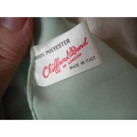 Minty Green Vintage Square Scarf Made In Italy Clifford Bond London Estate Find - Picture 2 of 4